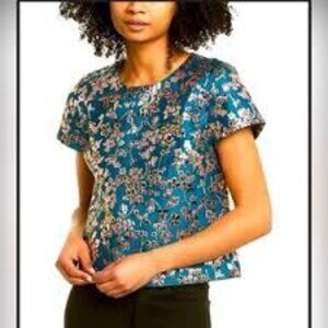 J.Crew Collection Cherry Blossom Jacquard Top | Size L